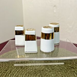 Vintage Set Of 2 Salt and Pepper Shakers Gold Luster Hand Painted Mini Japan